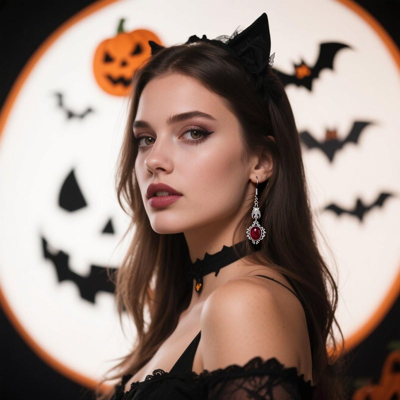 CSIYANJRY99 Goth Bat Crystal Earrings Vampire Accessories for Women Halloween Earring Gothic Jewelry Dangle Earrings Witch Victorian Vintage Dress Costume - Image 3